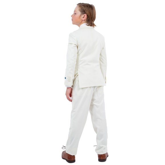 5-Piece Perry Ellis Portfolio Boys Slim Fit Solid Suit, Off-White - Picture 5 of 6